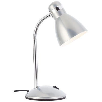 Plastikowa lampa biurkowa srebrna, Santana, z przełącznik