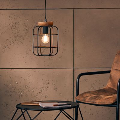 Drewniana lampa wisząca czarna, Taede