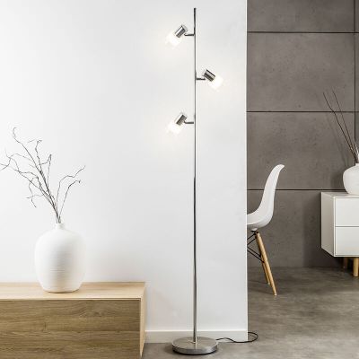 Metalowa lampa stojąca chromowana, Blake, z przełącznik