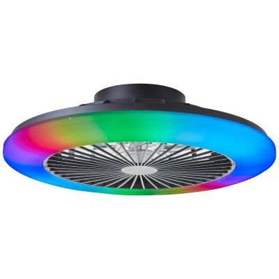 Nowoczesny wentylator sufitowy czarny, Sofieke, 40W, RGBW LED, z pilot