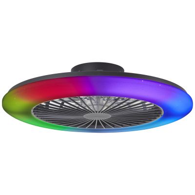 Nowoczesny wentylator sufitowy czarny, Sofieke, 48W, RGBW LED, z pilot
