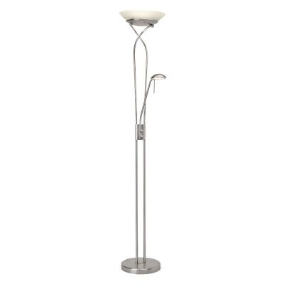 Nowoczesna lampa do czytania stojąca chromowana, Joann, 18W, 3000K LED, z przełącznik