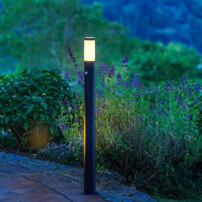Metalowa lampa podłogowa zewnętrzna z czujnikiem ruchu czarna, Meis, IP44