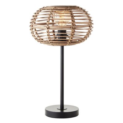 Rattanowa lampa stołowa brązowa, Sevim, z przełącznik