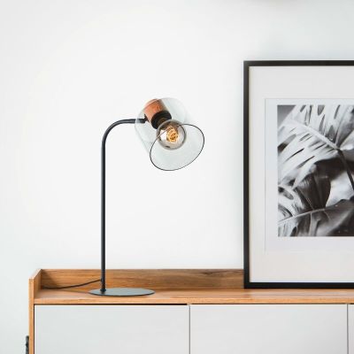 Nowoczesna lampa stołowa szara, Serkan, z przełącznik