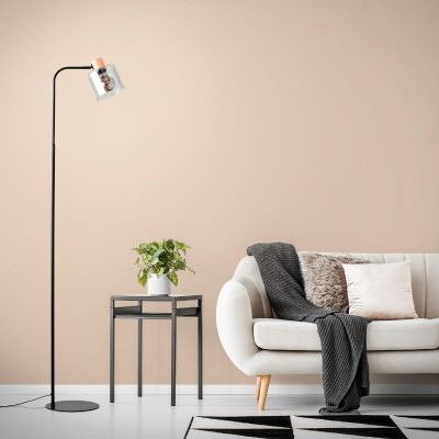 Nowoczesna lampa stojąca szara, Serkan, z przełącznik