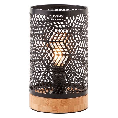Drewniana lampa stołowa czarna, Sherona, z przełącznik