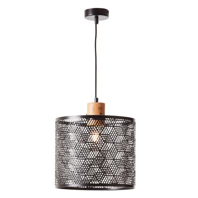 Drewniana lampa wisząca czarna, Sherona