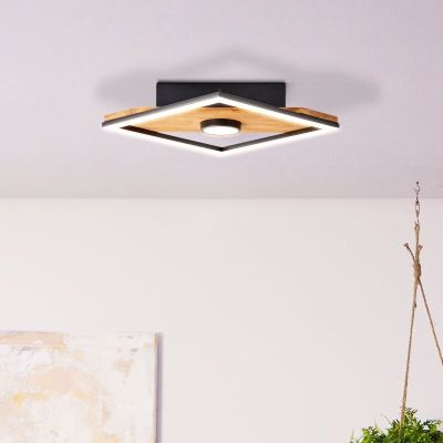 Drewniany plafon sufitowy czarny, Virginia, 18W, 3000K LED