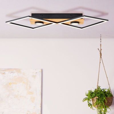 Drewniany plafon sufitowy czarny, Virginia, 32W, 3000K LED