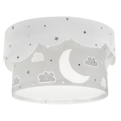 Szara lampa sufitowa dla dzieci plastikowa, Moon