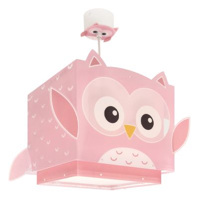 Plastikowa lampa wisząca dla dzieci różowa, Owls