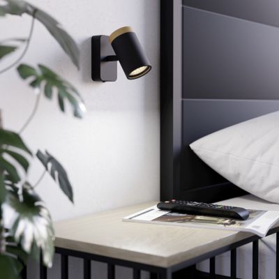 Stalowy nowoczesny reflektor ścienny czarny, Conradus, IP44