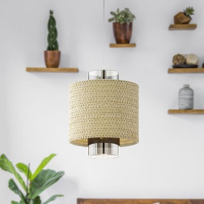 Rattanowa lampa wisząca beżowa, Erick