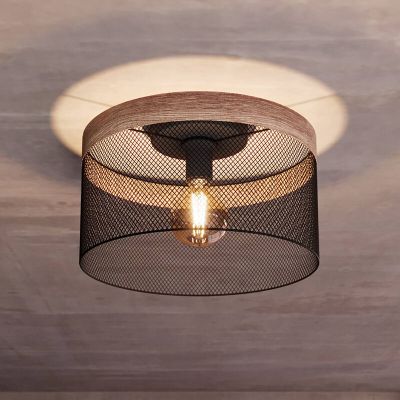 Drewniana industrialna lampa sufitowa czarna, Ilkay