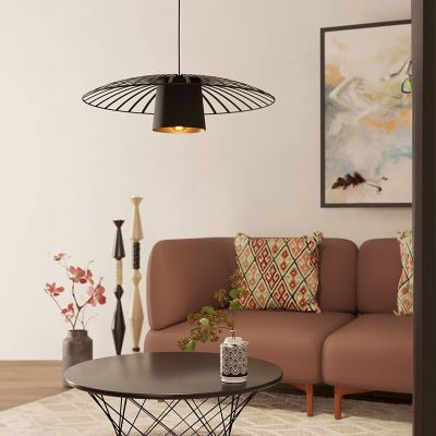 Stalowa retro lampa wisząca czarna, Fernando