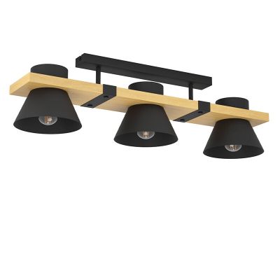 Drewniana retro lampa sufitowa czarna, Juanita