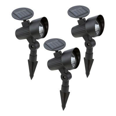 Plastikowa lampa dogruntowa czarna, Zora, 1W, 3000K LED, IP44, z przełącznik
