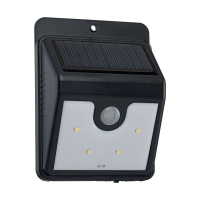 Plastikowy kinkiet solarny zewnętrzny czarny, Zora, 1W, 6000K LED, IP44