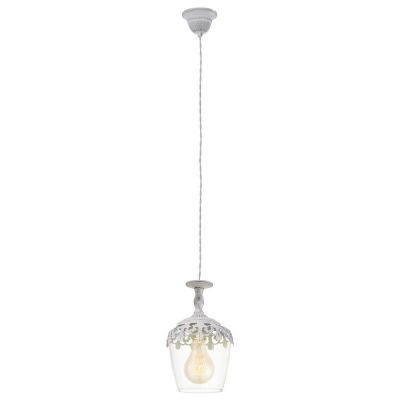 Szklana rustykalna lampa wisząca biała, Fredda