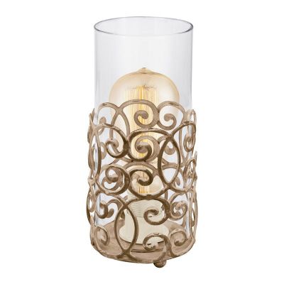 Stalowa vintage lampa stołowa brązowa, Salvator, z przełącznik