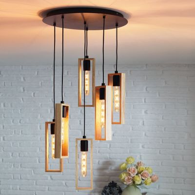 Drewniana lampa wisząca brązowa, Elroy