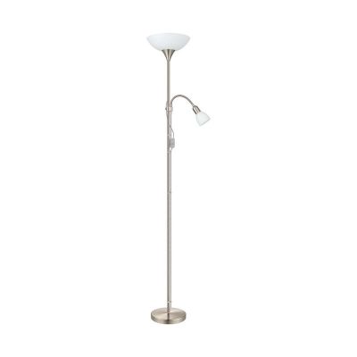 Plastikowa lampa do czytania stojąca niklowa, Burgo, z przełącznik