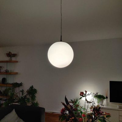 Szklana nowoczesna lampa wisząca niklowa, Dave