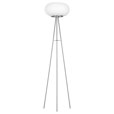 Szklana design lampa stojąca trójnożna niklowa, Skyler, z przełącznik