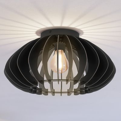 Drewniana industrialna lampa sufitowa czarna, Bergama
