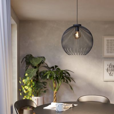 Stalowa industrialna lampa wisząca czarna, Keimpe