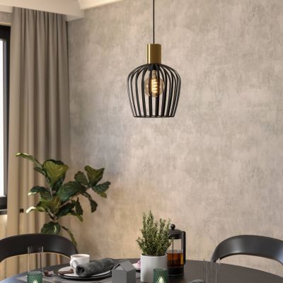 Stalowa industrialna lampa wisząca czarna, Insaf