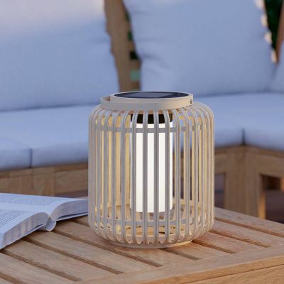 Drewniana lampa solarna stołowa brązowa, Hanin, 3,3W, 4000K LED, IP44, z przełącznik