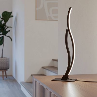 Stalowa design lampa stołowa czarna, Tevin, 12W, 4000K LED, z przełącznik