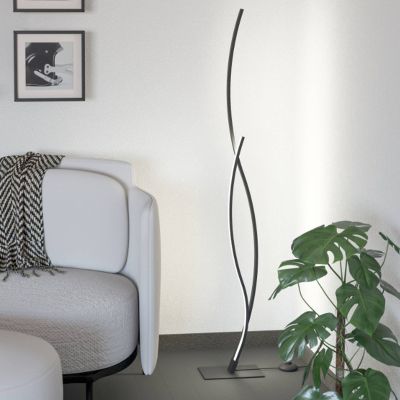 Stalowa design lampa stojąca czarna, Tevin, 20W, 4000K LED, z przełącznik