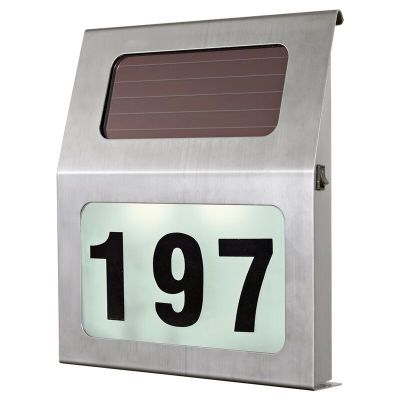 Stal Nierdzewna numer domu podświetlany srebreny, Zora, 1W, 3000K LED, IP44, z przełącznik