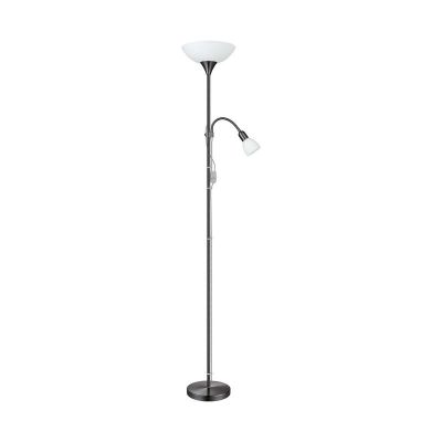 Plastikowa lampa do czytania stojąca niklowa, Burgo, z przełącznik