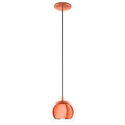 Szklana design lampa wisząca miedziana, Iroma