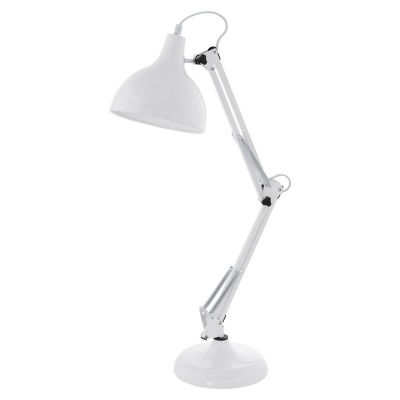 Metalowa industrialna lampa biurkowa biała, Josha, z przełącznik