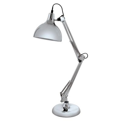 Metalowa industrialna lampa biurkowa chromowana, Josha, z przełącznik