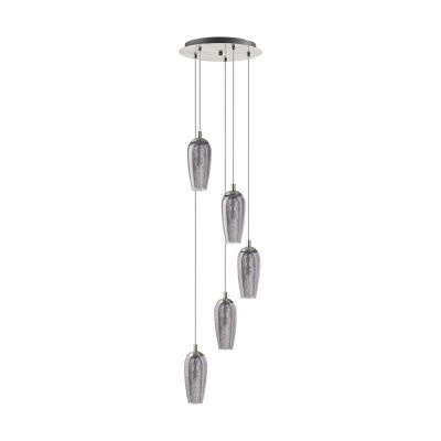 Szklana design lampa wisząca niklowa, Olcay