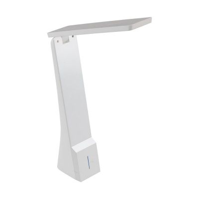 Plastikowa nowoczesna lampa biurkowa biała, Chama, 1W, white switch LED, z dotykowy ściemniacz