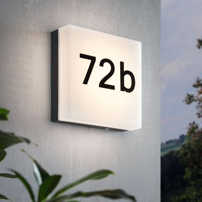 Plastikowy nowoczesny numer domu podświetlany antracytowy, Jim, IP44
