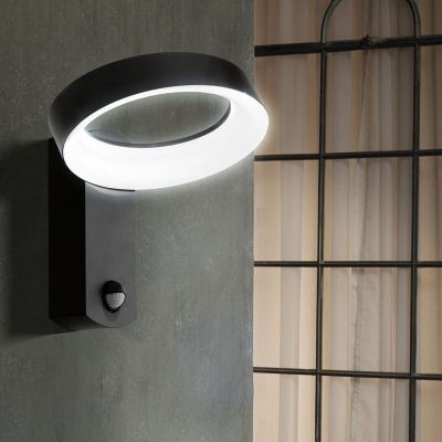 Aluminiowy nowoczesny kinkiet zewnętrzny z czujnikiem ruchu antracytowy, Lewis, IP44