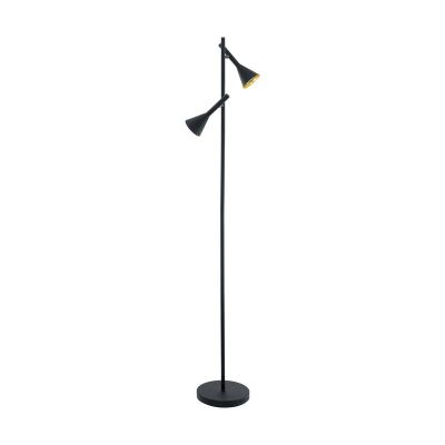 Stalowa lampa stojąca złota, Marielle, z przełącznik