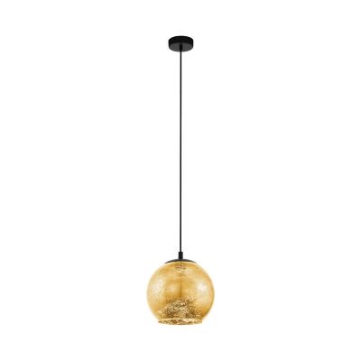 Szklana design lampa wisząca złota, Gaston