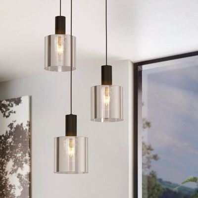 Szklana nowoczesna lampa wisząca szara, Paulina