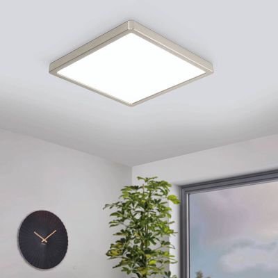 Plastikowa inteligentna lampa sufitowa niklowa, Geraldo, 19,5W, regulowana ciepła do zimnej bieli LED, IP44
