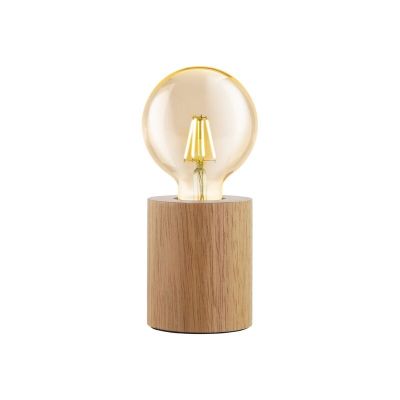 Drewniana lampa stołowa brązowa, Yannic, z przełącznik