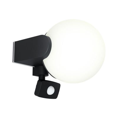 Aluminiowy nowoczesny kinkiet zewnętrzny z czujnikiem ruchu czarny, Lydia, IP44